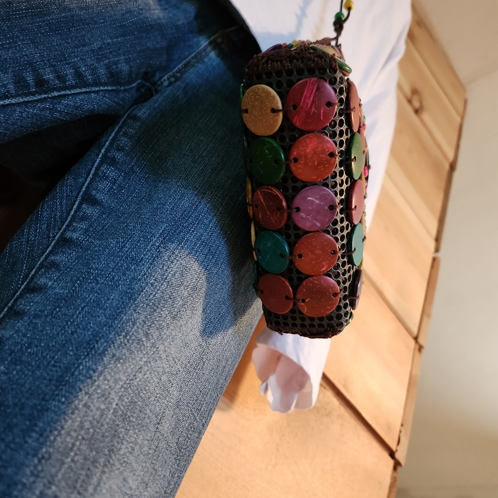 Artisan Handcrafted Coconut Shell Beaded Multicol… - image 3